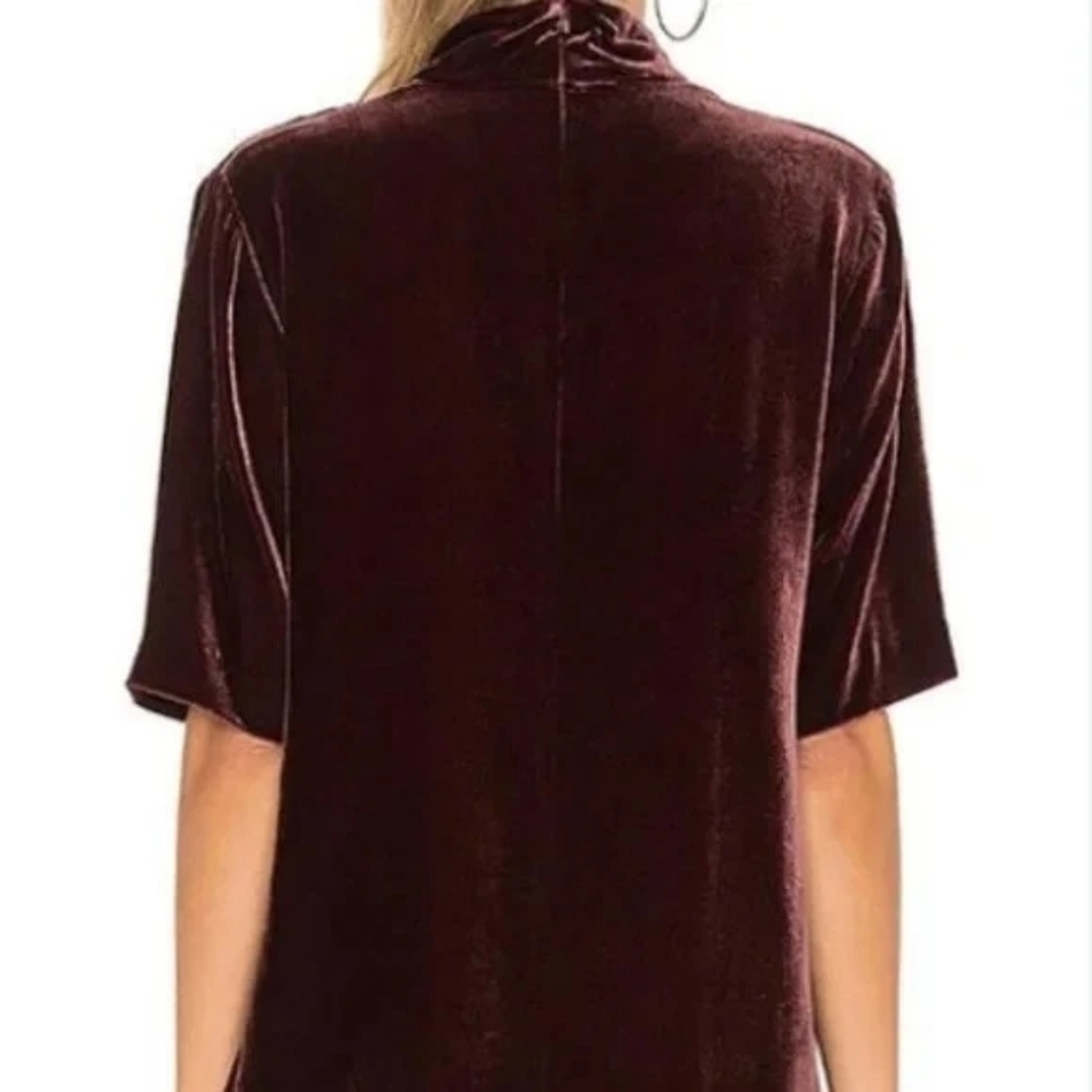 Theory Choker Luxe Velvet Deep-V Top $275. Deep Wine. Cutout. XS/S. Perfect - Picture 15 of 16